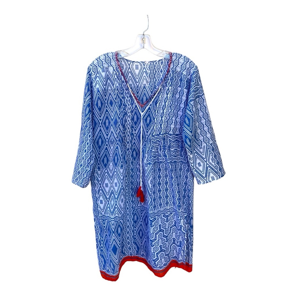 Blue & White Beach Cover up Tunic M/L - Picture 7 of 8
